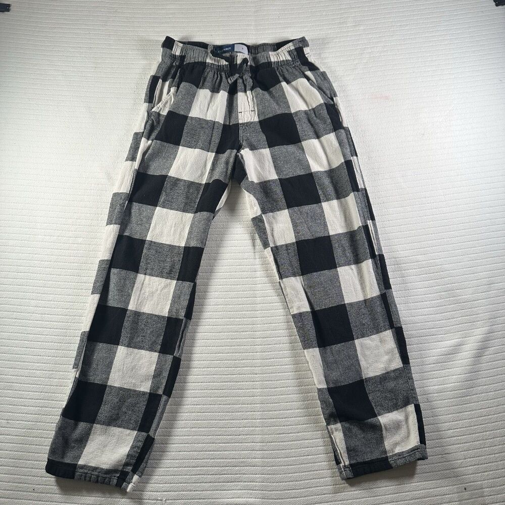 Old Navy Buffalo Plaid Flannel Pajama Lounge Pants Black White Women’s Size S